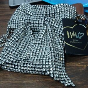 Mesh Bow Rhinestone Chain Bag Perfect for NEW YEARS EVA NWT